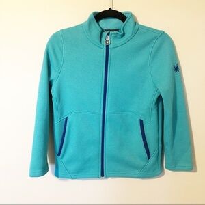 Spyder aqua blue fleece full zip jacket girls size large 14-16
